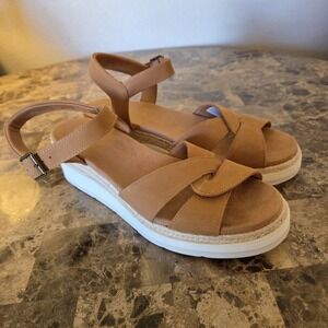 Toms sz 9.5 Margot Cognac Espadrille platform open toe wedge sandals summer
